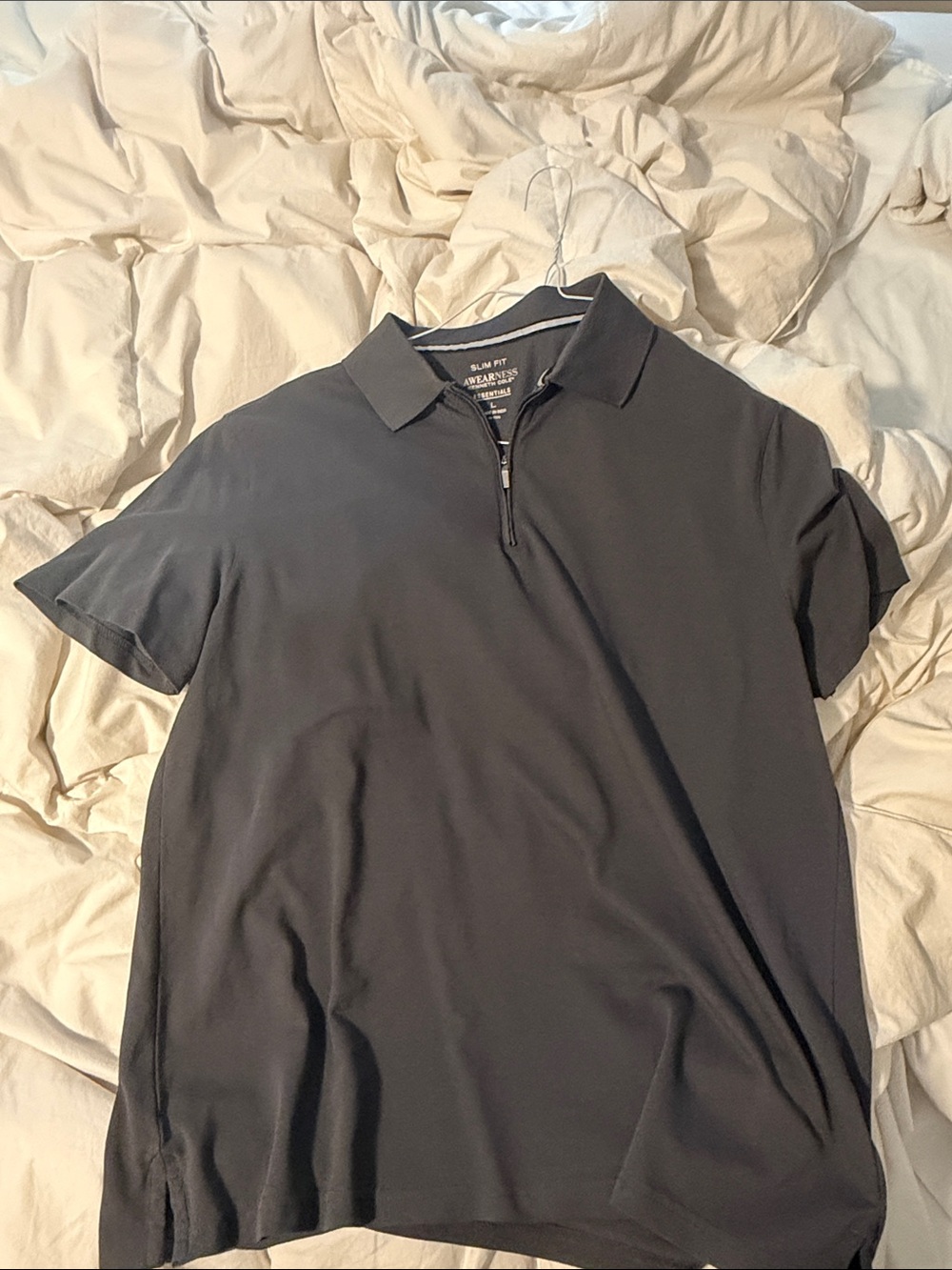 Kenneth Cole Men's Black Short-Sleeve Zip Polo